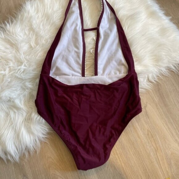 𝅺Shein Burgundy One Piece Bathing Suit - Picture 4 of 7